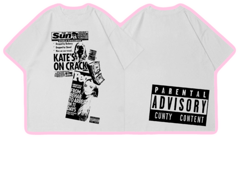 Camiseta Kate's on crack!!, vista delantera y trasera
