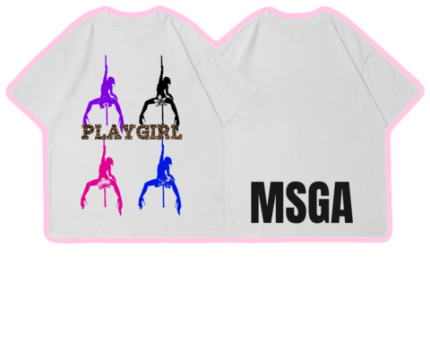 Camiseta PLAYGIRL, vista delantera y trasera